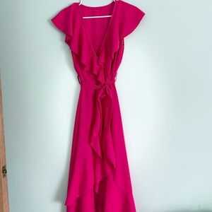 Elegant Pink Ruffle Dress